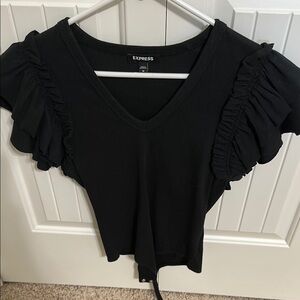 Express Black Ruffled body suit